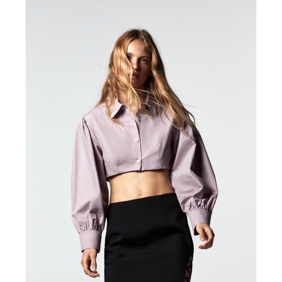 Zara Tops - Zara Cropped Poplin Shirt